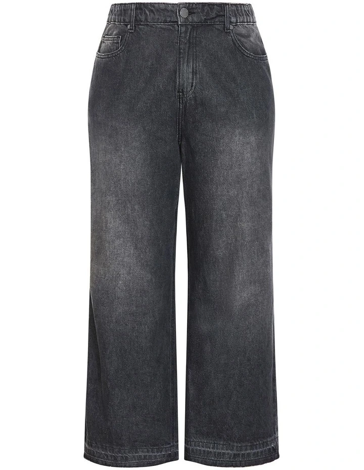 Harley Fit Wide Leg Crop Jean in Black image 3
