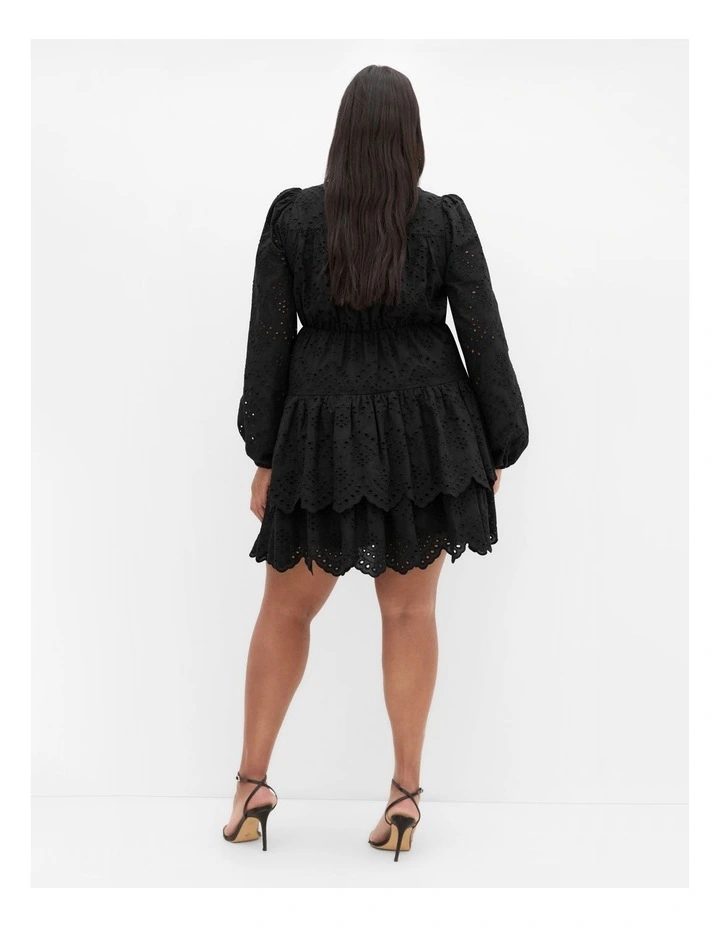 Tatianna Embroidered Mini Dress in Black image 2