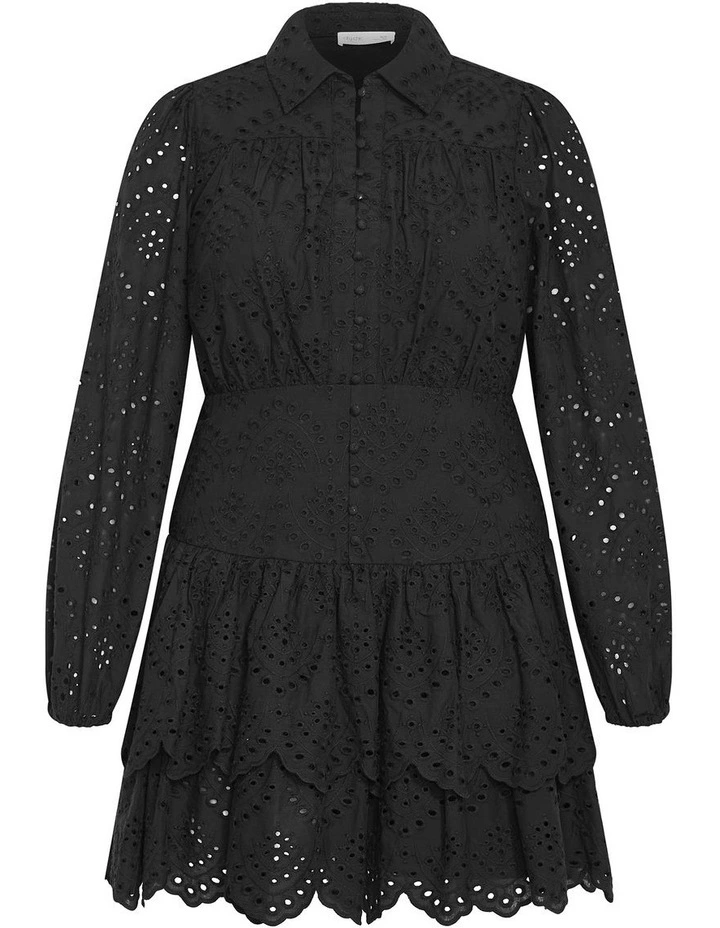 Tatianna Embroidered Mini Dress in Black image 3