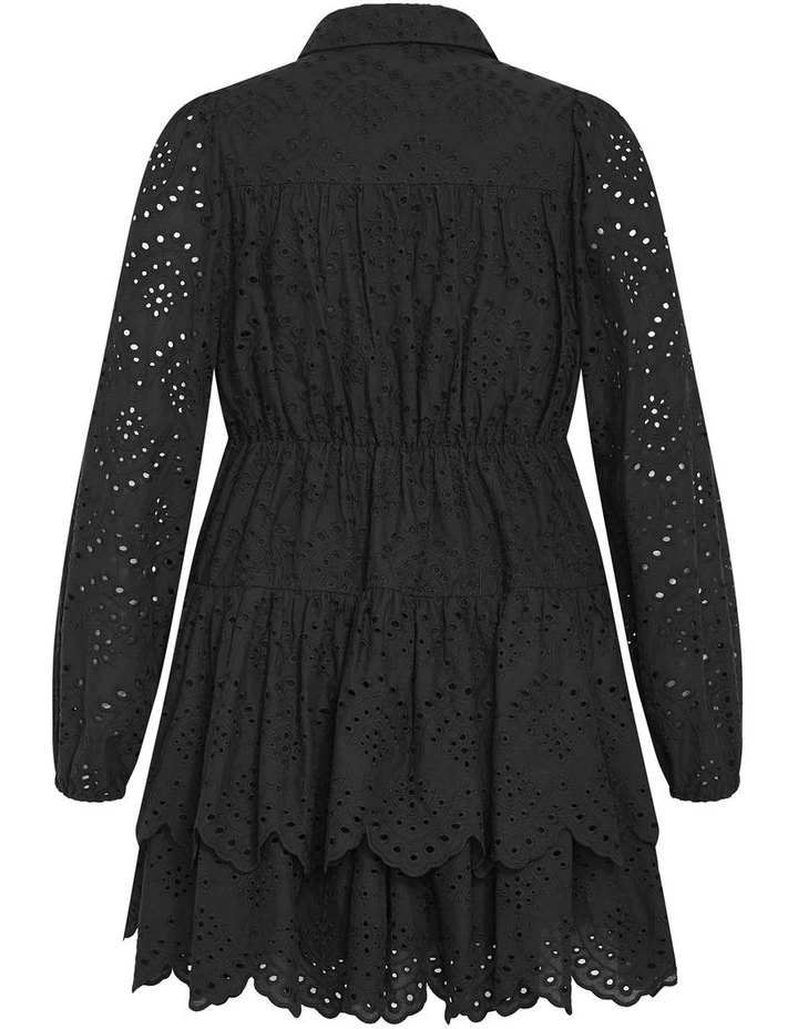 Tatianna Embroidered Mini Dress in Black image 4