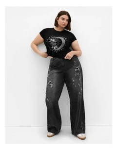 Micro Moon Print Tee in Black