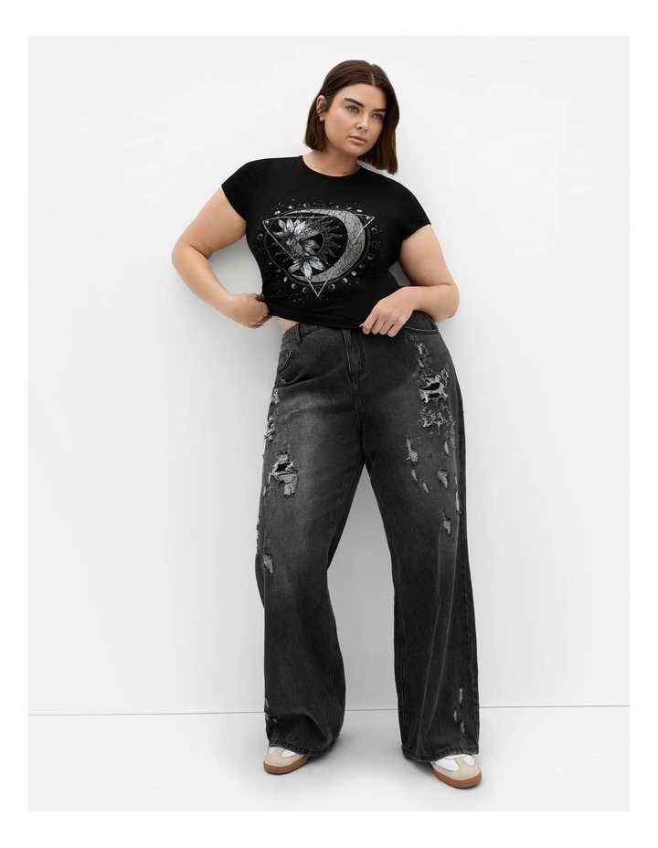 Micro Moon Print Tee in Black image 1