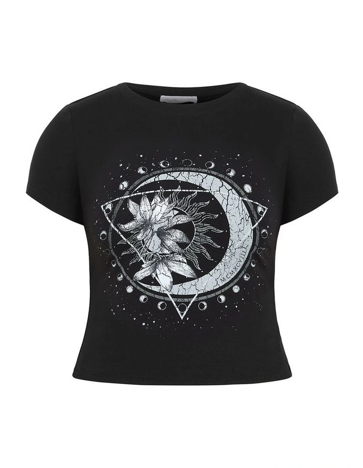 Micro Moon Print Tee in Black image 3