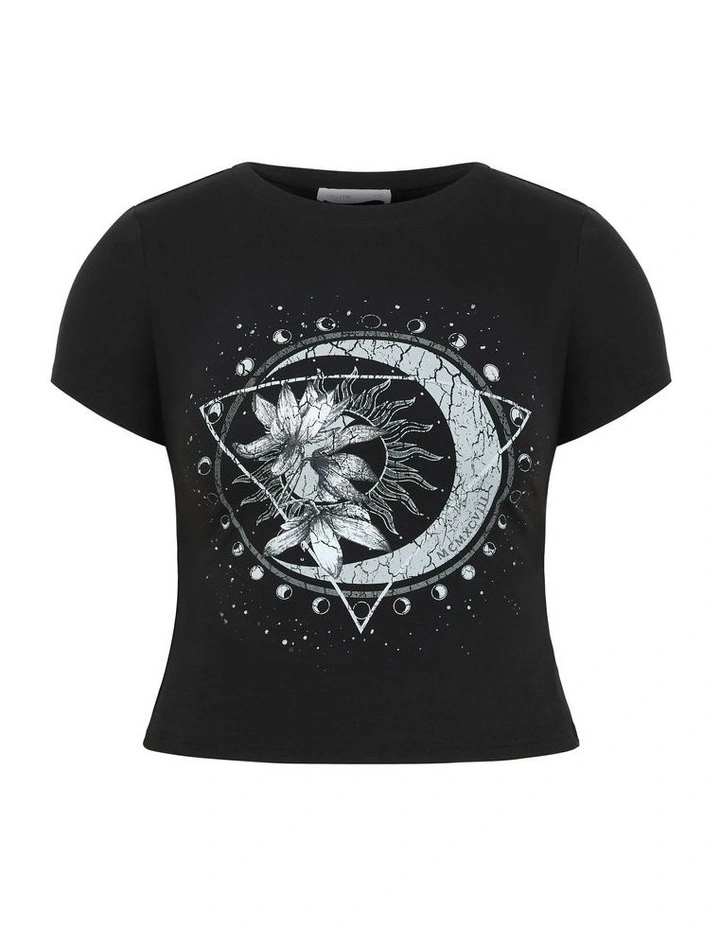 Micro Moon Print Tee in Black image 5