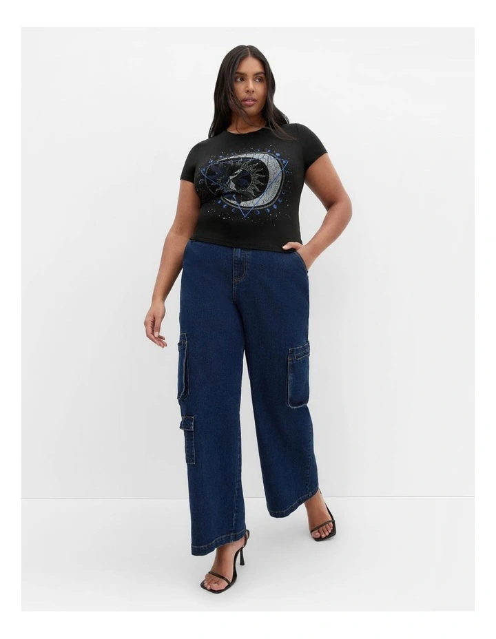 Micro Moon Print Tee in Black image 1