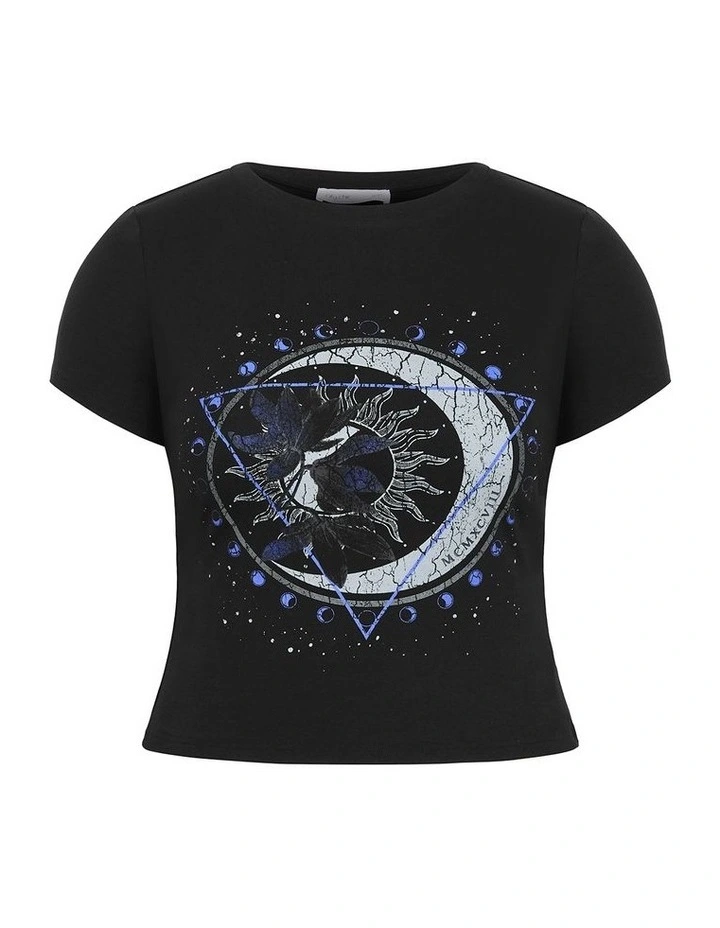 Micro Moon Print Tee in Black image 3