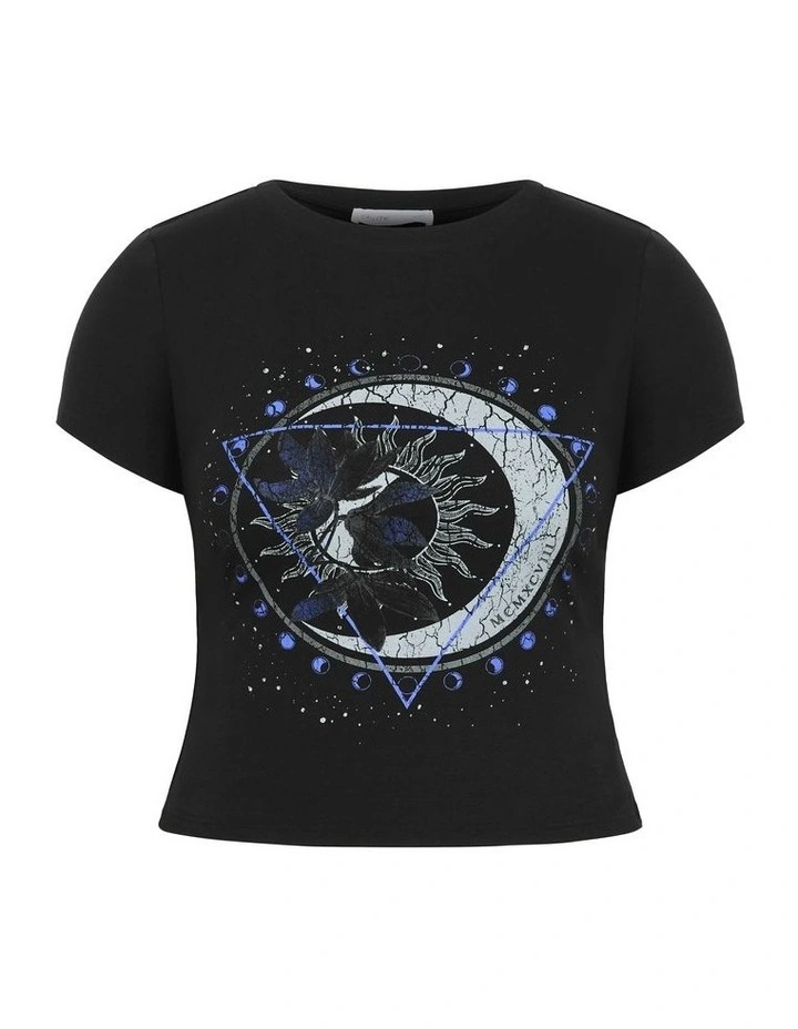 Micro Moon Print Tee in Black image 5