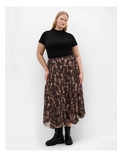 Serene Print Midi Skirt in Cocoa