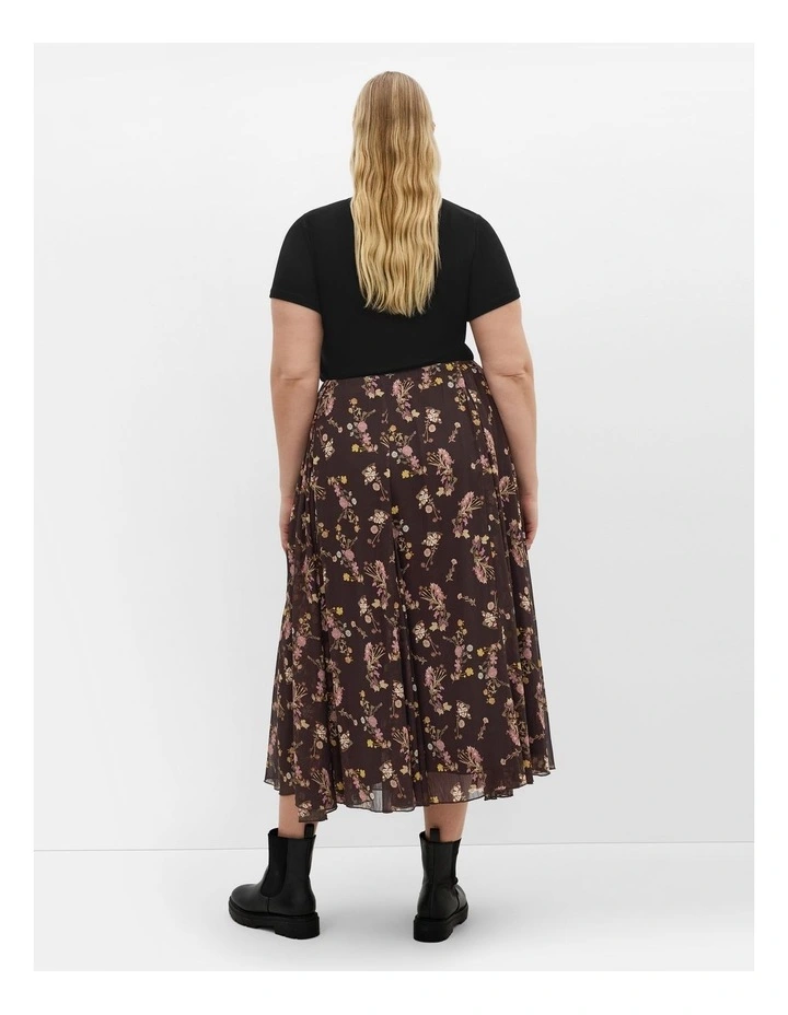 Serene Print Midi Skirt in Cocoa image 2