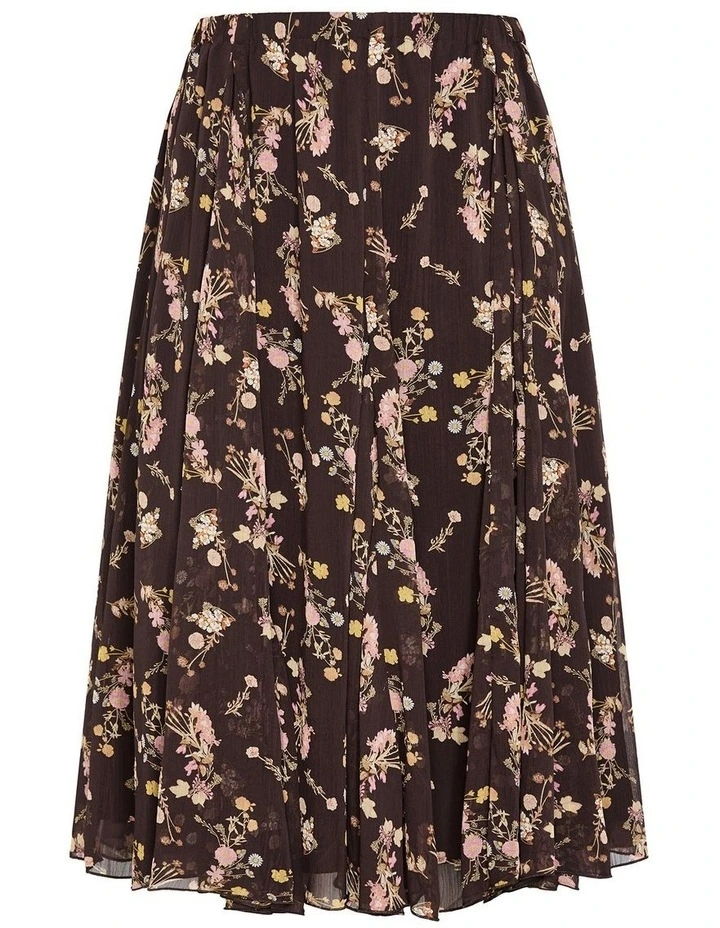 Serene Print Midi Skirt in Cocoa image 3