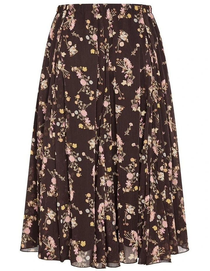 Serene Print Midi Skirt in Cocoa image 4
