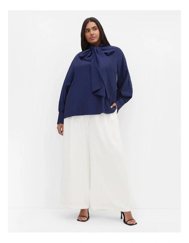 Kelsey Neck Tie Top in Navy image 1