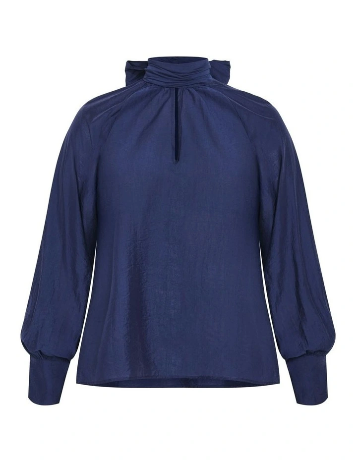 Kelsey Neck Tie Top in Navy image 6
