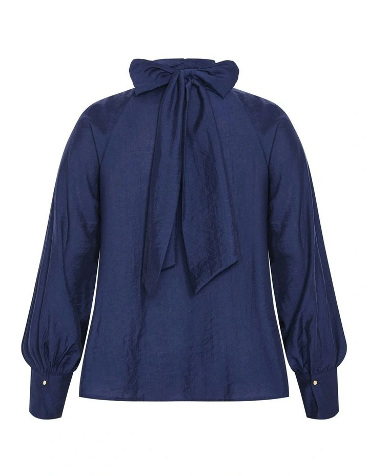 Kelsey Neck Tie Top in Navy image 7