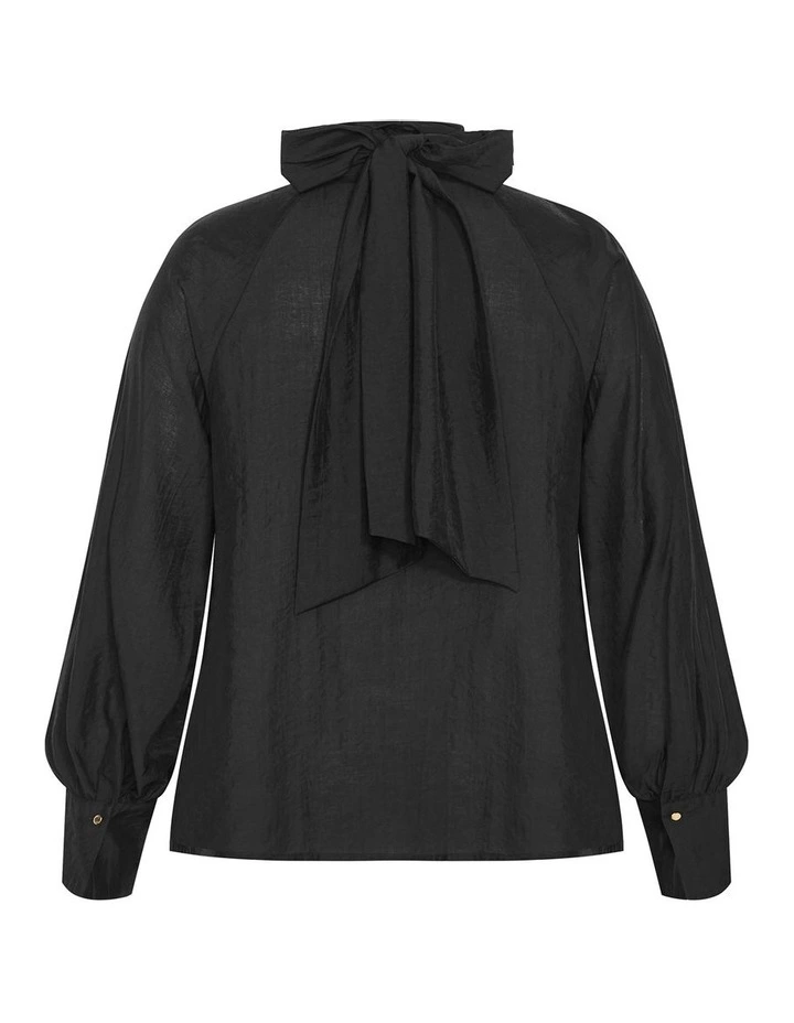 Kelsey Neck Tie Top in Black image 3