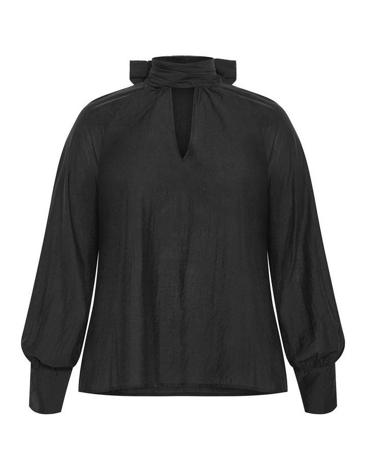 Kelsey Neck Tie Top in Black image 4
