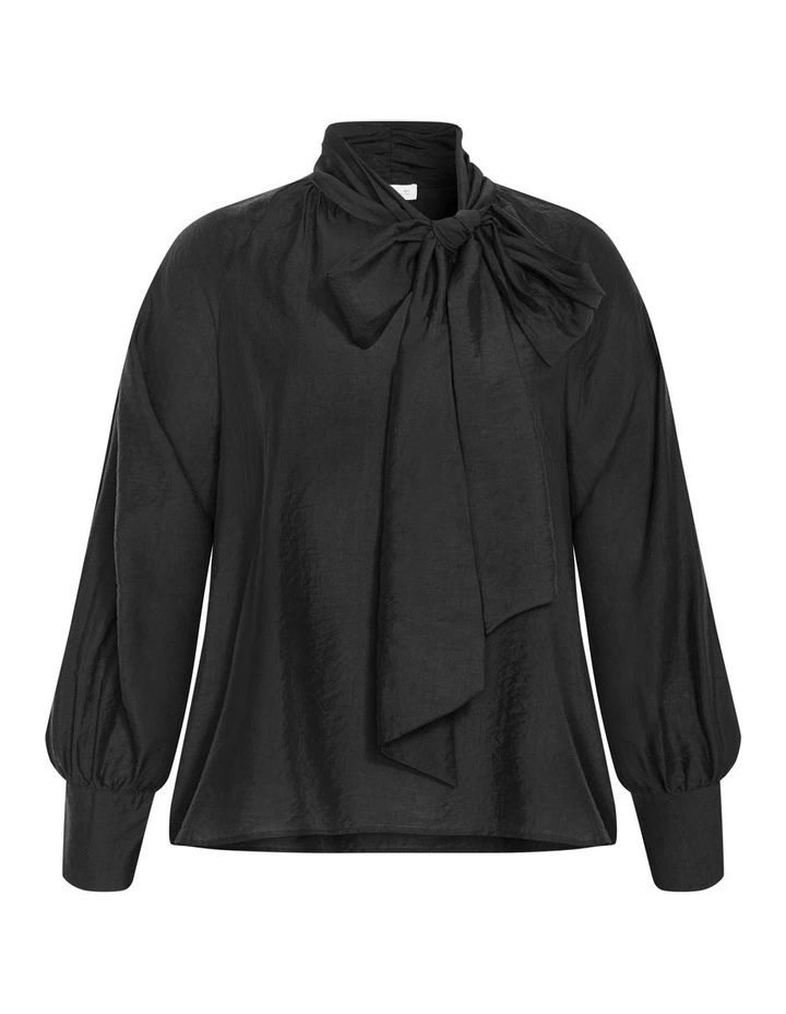 Kelsey Neck Tie Top in Black image 5
