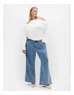 Imani Off Shoulder Long Sleeve Top in Ivory