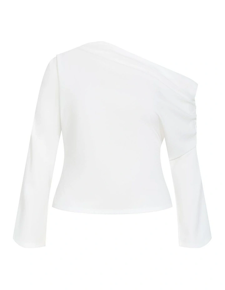 Imani Off Shoulder Long Sleeve Top in Ivory image 3