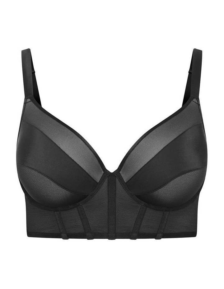 Brigitte Contour Longline Bra in Black image 2