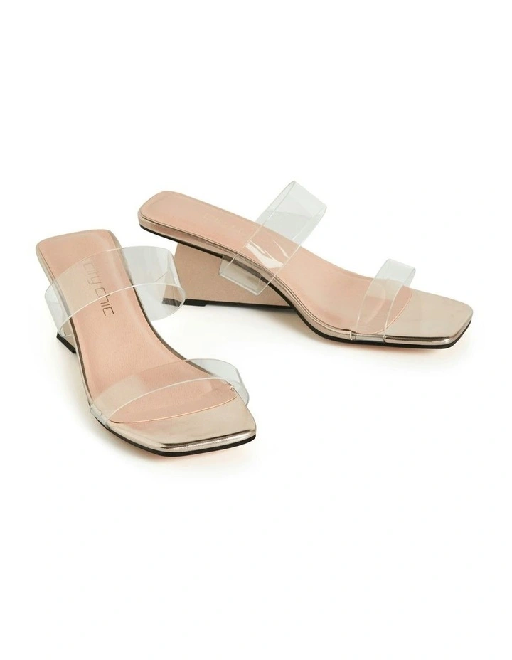 Wide Fit Layla Wedge Sandals in Gold image 6