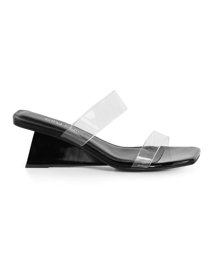 Wide Fit Layla Wedge Sandals in Black image 2