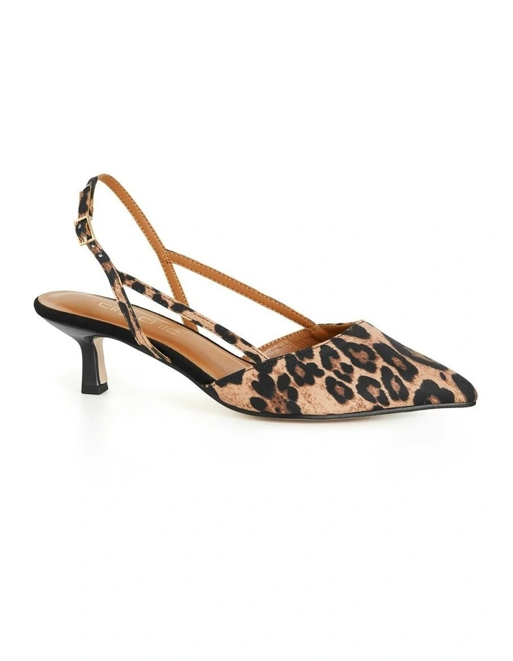 Wide Fit Mila Slingback Heel in Leopard image 1