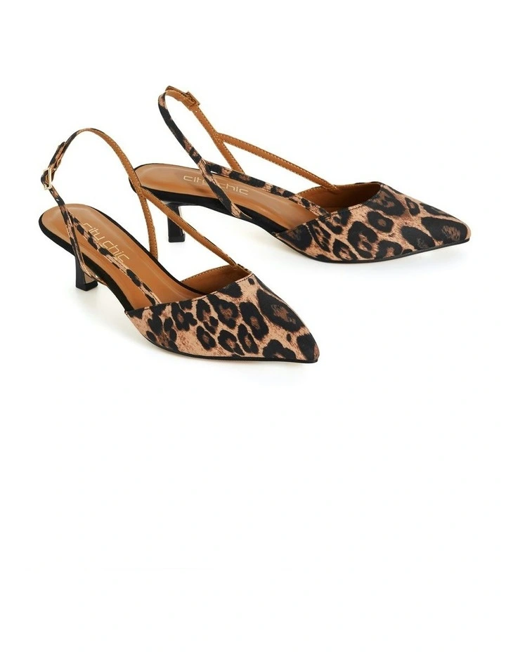 Wide Fit Mila Slingback Heel in Leopard image 6