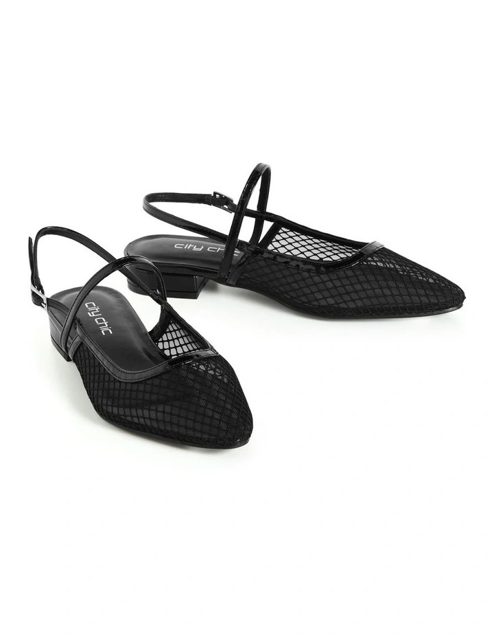 Wide Fit Lily Mesh Flat in Black image 6