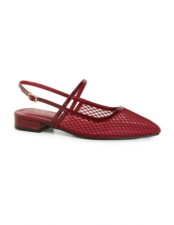 Wide Fit Lily Mesh Flat in Berry image 1