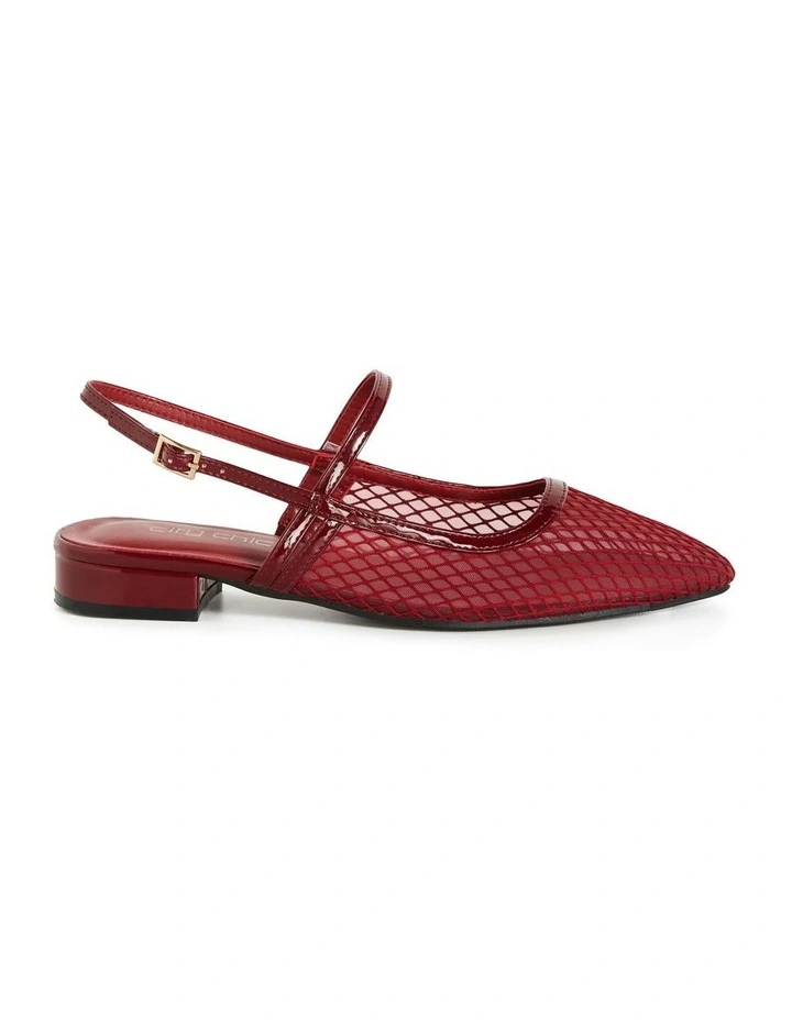 Wide Fit Lily Mesh Flat in Berry image 2