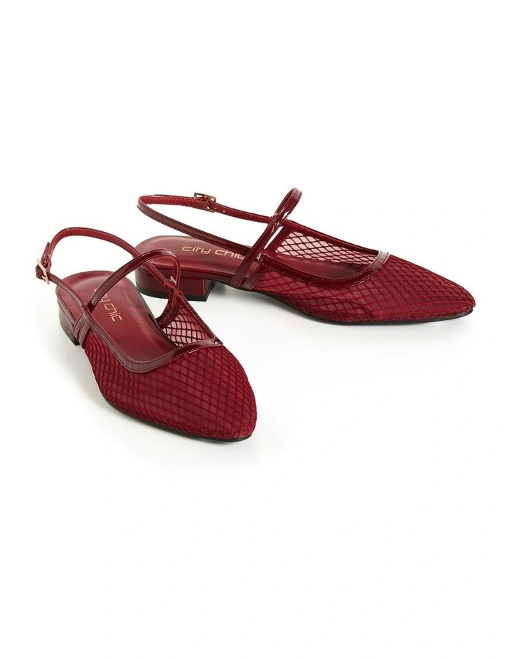 Wide Fit Lily Mesh Flat in Berry image 6