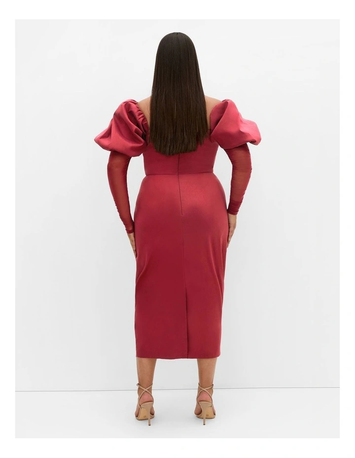 Valentine Off Shoulder Dress in Crimson image 2