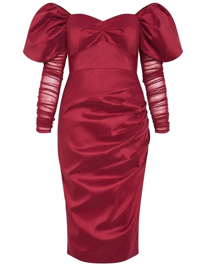 Valentine Off Shoulder Dress in Crimson image 3