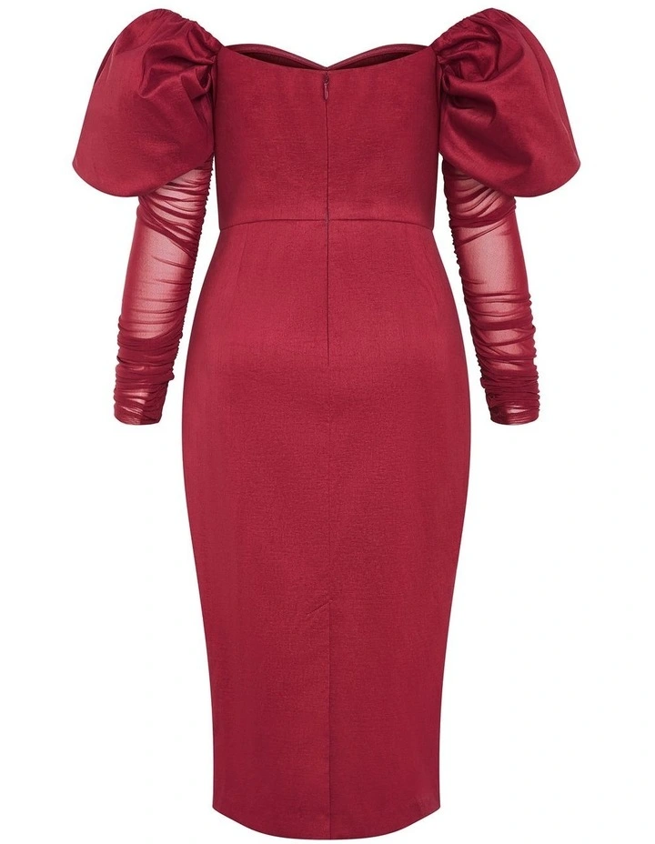 Valentine Off Shoulder Dress in Crimson image 4