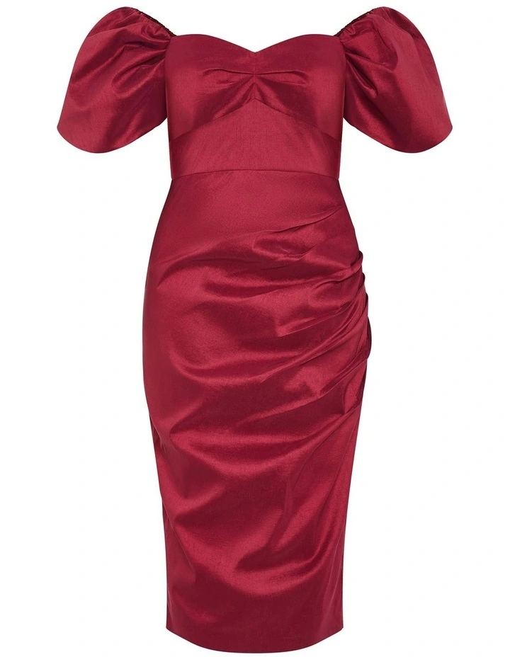 Valentine Off Shoulder Dress in Crimson image 5