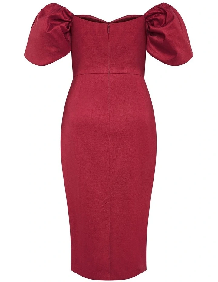 Valentine Off Shoulder Dress in Crimson image 6