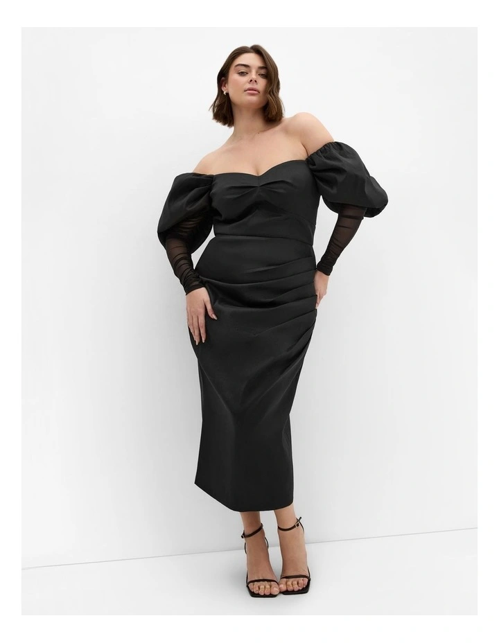 Valentine Off Shoulder Dress in Black image 1