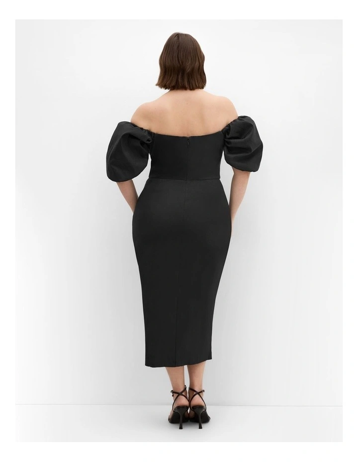 Valentine Off Shoulder Dress in Black image 2
