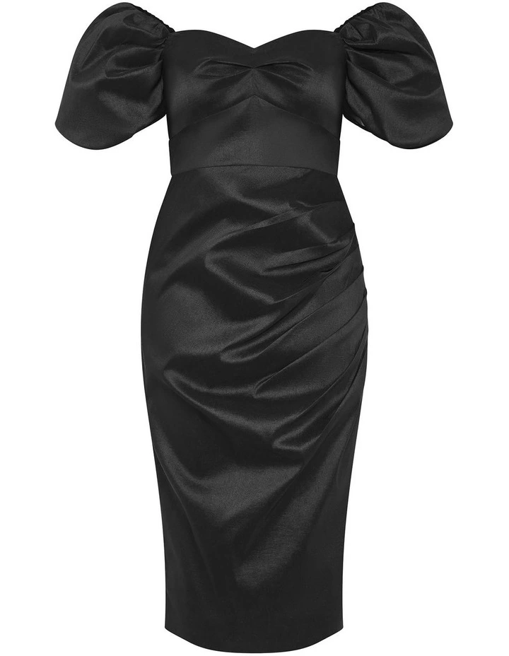 Valentine Off Shoulder Dress in Black image 3