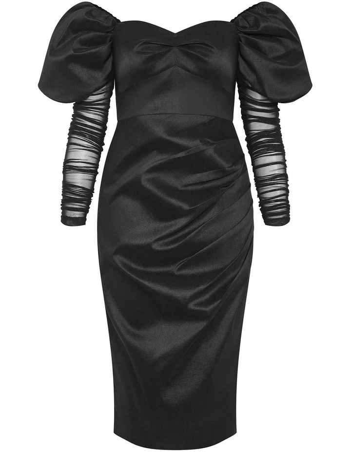 Valentine Off Shoulder Dress in Black image 5
