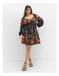 Eden Border Mini Dress in Black
