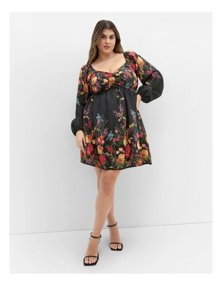 Eden Border Mini Dress in Black image 1