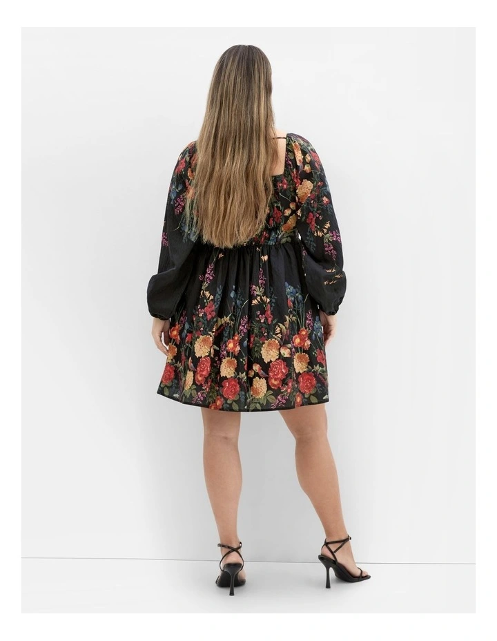 Eden Border Mini Dress in Black image 2