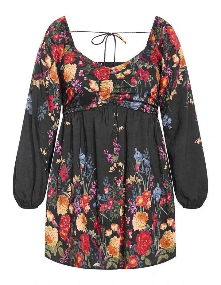 Eden Border Mini Dress in Black image 3