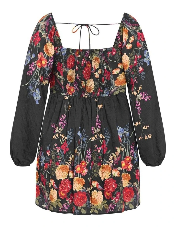 Eden Border Mini Dress in Black image 4