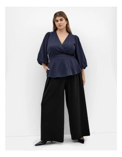 Celina Peplum Top in Navy