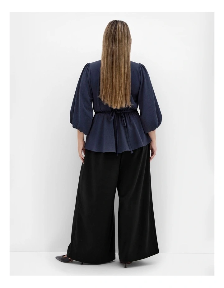 Celina Peplum Top in Navy image 2