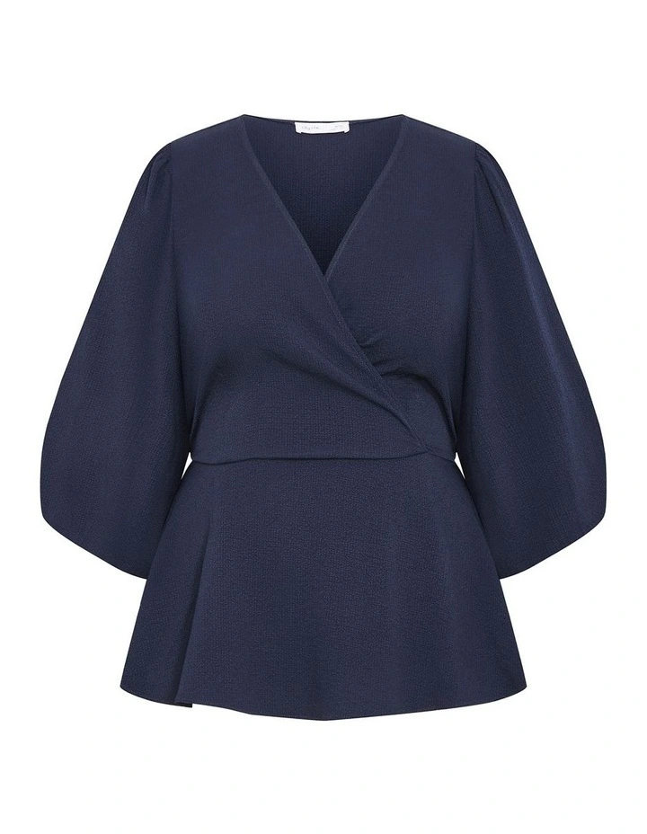 Celina Peplum Top in Navy image 3