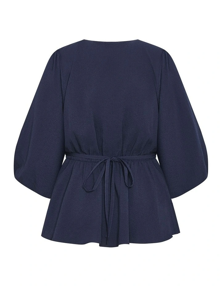 Celina Peplum Top in Navy image 4